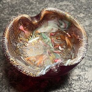 Murano Vintage Colorful Art Glass Bowl / ash tray.
